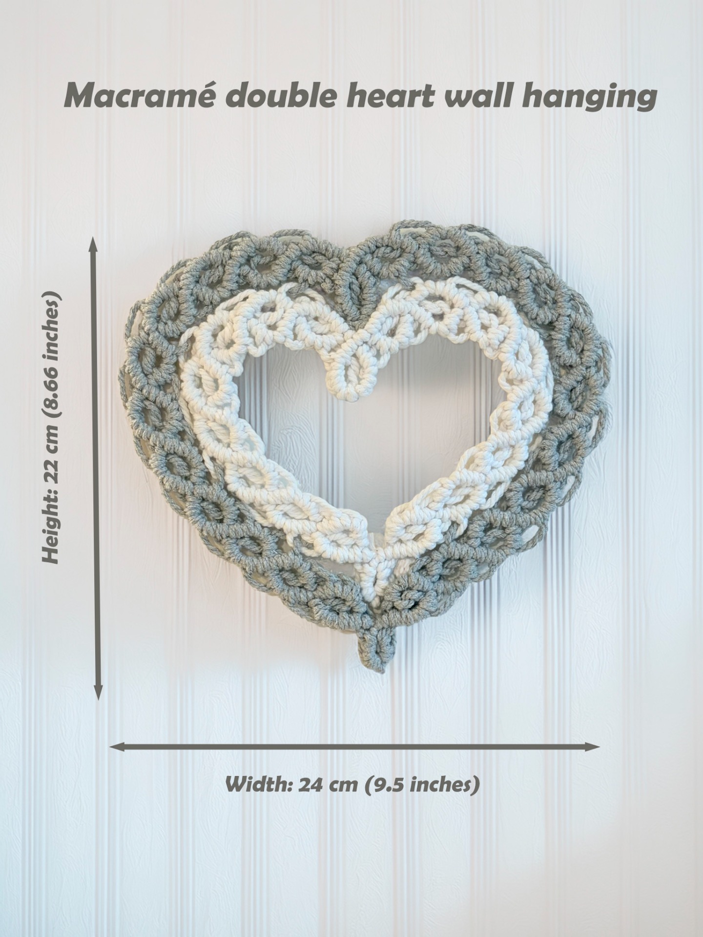 Makramee tuplasydän / Macrame double heart