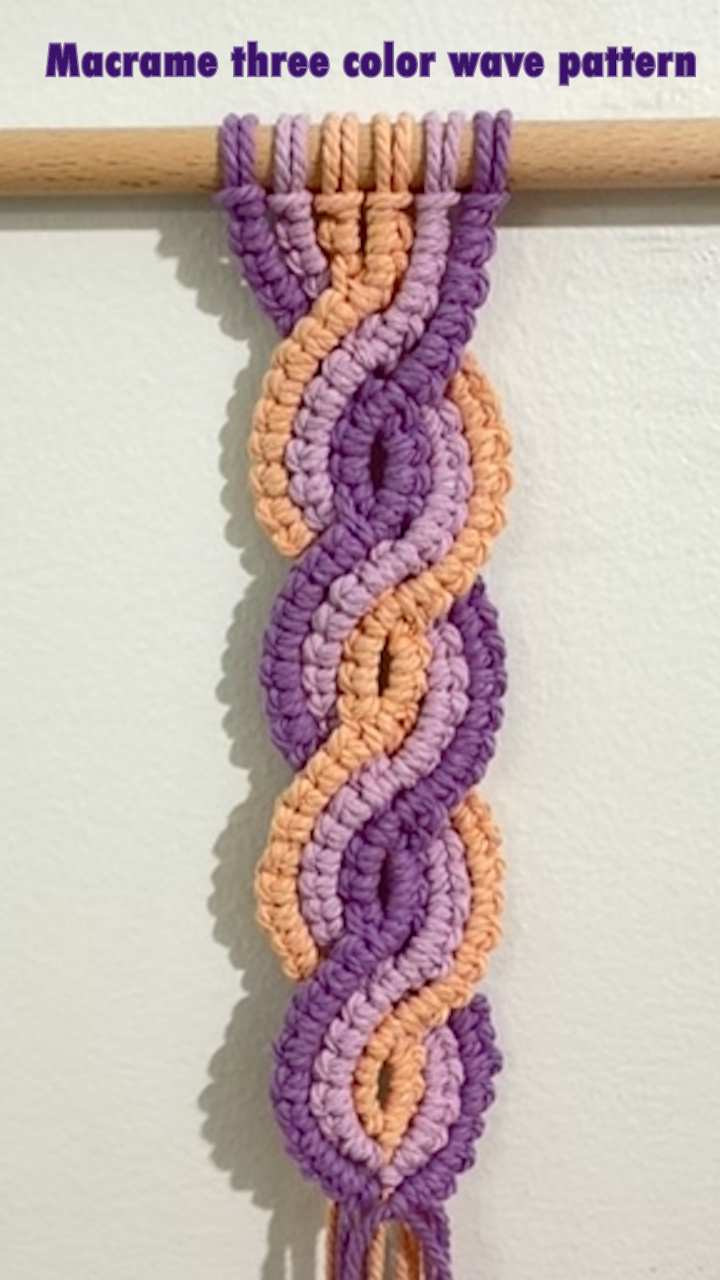 Makramee värikäs aaltomalli / Macrame colourful waves pattern